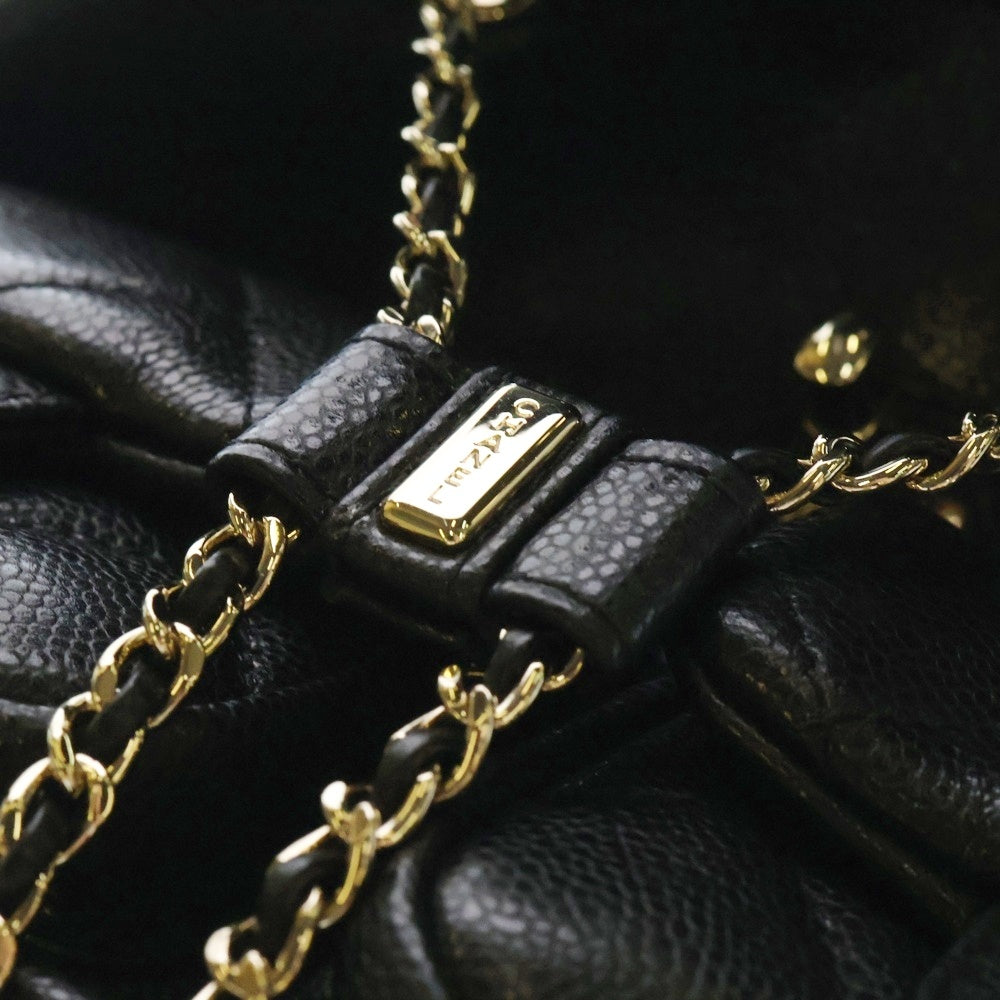 CHANEL(シャネル) マトラッセ キャビアスキン チェーンショルダー 2Way バックパック リュック ブラック AS3860