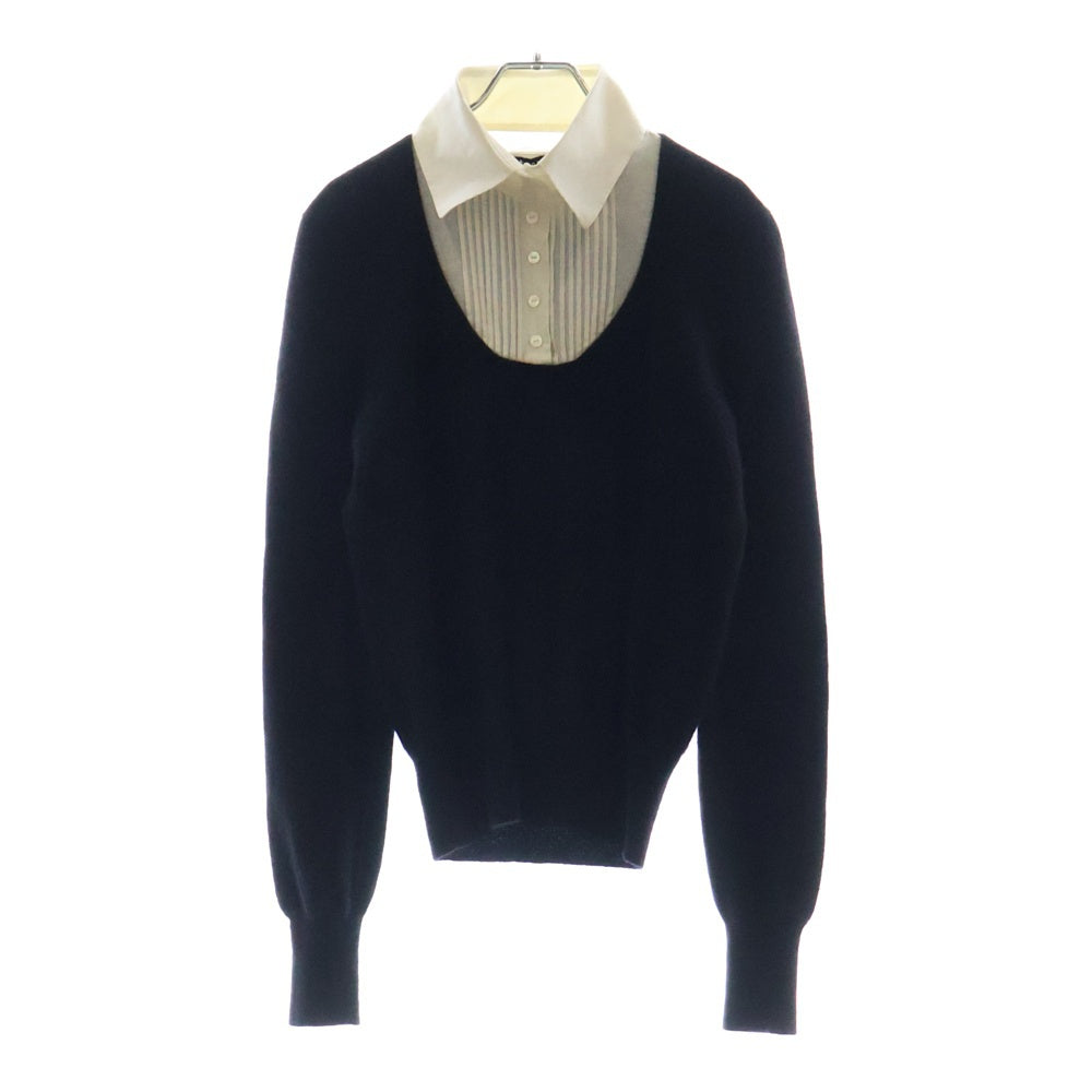 CHANEL(シャネル) 襟付き レイヤードカシミヤセーター レディース ブラック/ホワイト P21809W03187