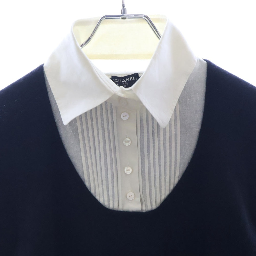 CHANEL(シャネル) 襟付き レイヤードカシミヤセーター レディース ブラック/ホワイト P21809W03187