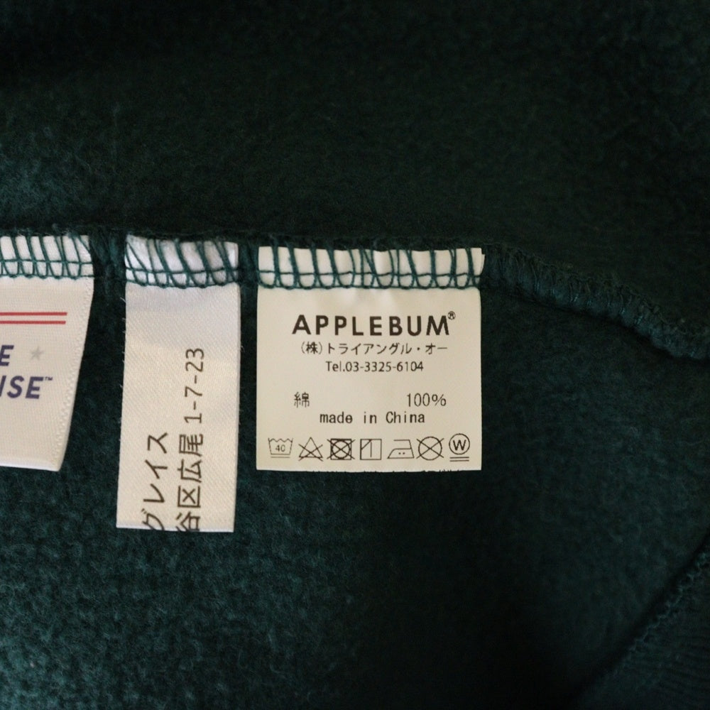 APPLEBUM(アップルバム) ×MLB メジャーリーグ ロゴ刺繍 プルオーバーパーカー グリーン