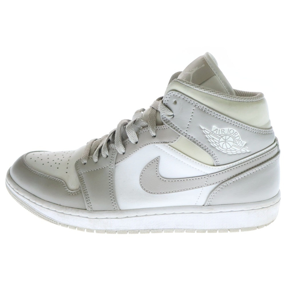 NIKE(ナイキ) AIR JORDAN 1 MID LINEN エア ジョーダン1 ミッド リネン ミッドカットスニーカー 554724-082 グレー/ホワイト US9.5/27.5cm