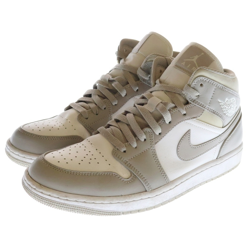 NIKE(ナイキ) AIR JORDAN 1 MID LINEN エア ジョーダン1 ミッド リネン ミッドカットスニーカー 554724-082 グレー/ホワイト US9.5/27.5cm