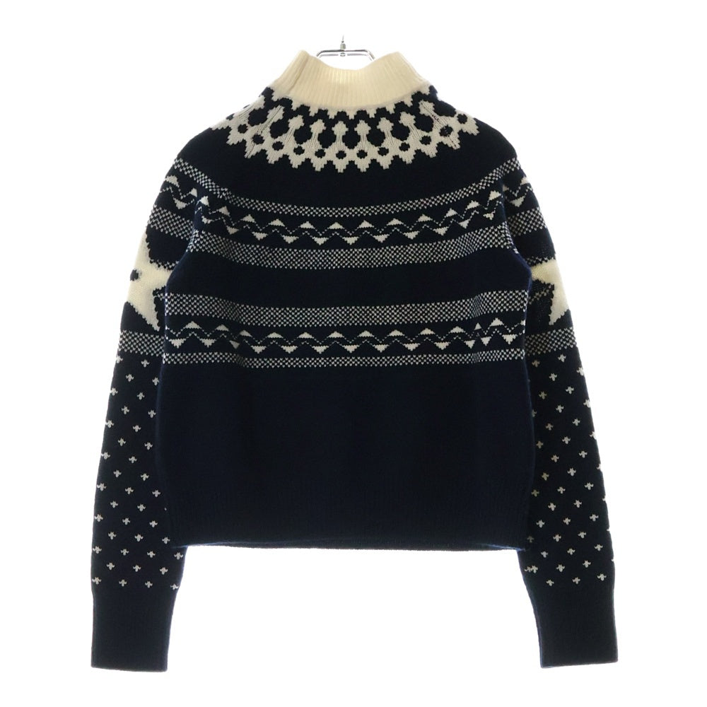 Christian Dior(クリスチャンディオール) フロントロゴ ウール×カシミヤ ハイネックニットセーター ネイビー レディース 144S77AM134
