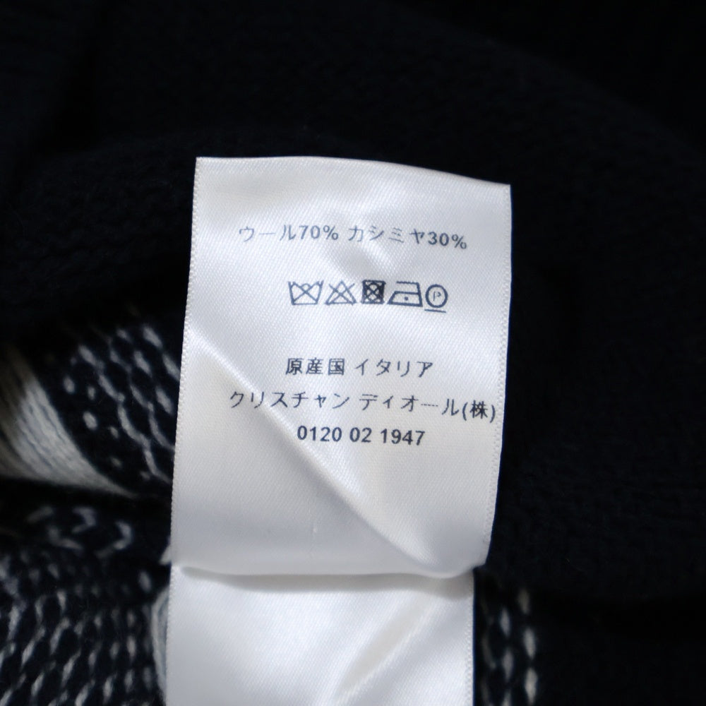 Christian Dior(クリスチャンディオール) フロントロゴ ウール×カシミヤ ハイネックニットセーター ネイビー レディース 144S77AM134
