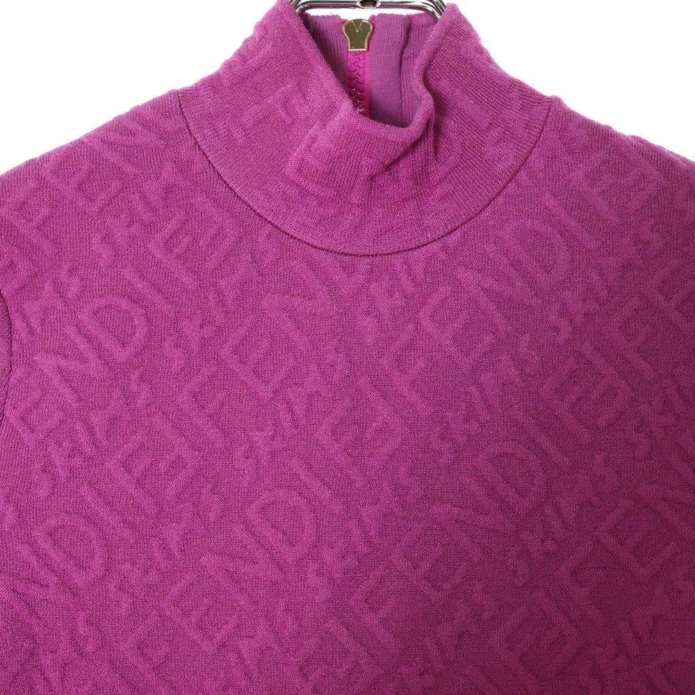 FENDI(フェンディ) 21AW ×SKIMS スキムス ロゴ レーヨン バックジップ モックネック 半袖 ワンピース パープル レディース
