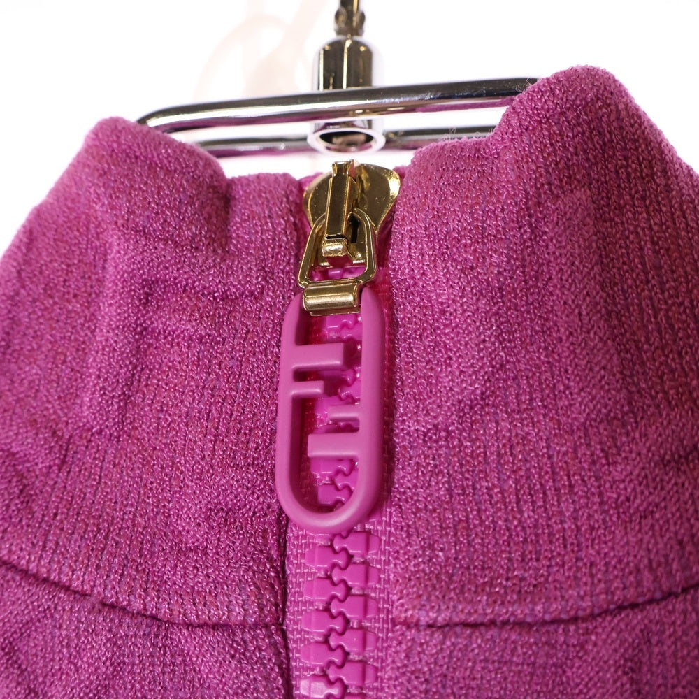 FENDI(フェンディ) 21AW ×SKIMS スキムス ロゴ レーヨン バックジップ モックネック 半袖 ワンピース パープル レディース