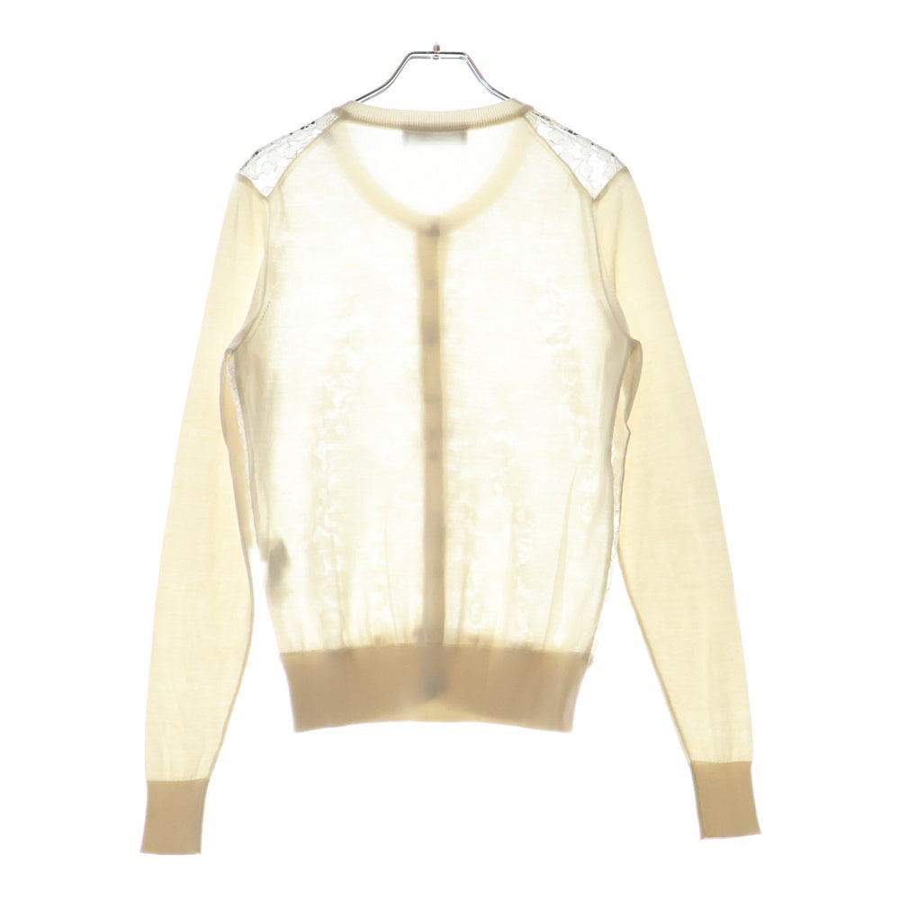 DOLCE & GABBANA(ドルチェアンドガッバーナ) フラワーボタン レース切替 シルク カーディガン ホワイト レディース FX180T JAMJN