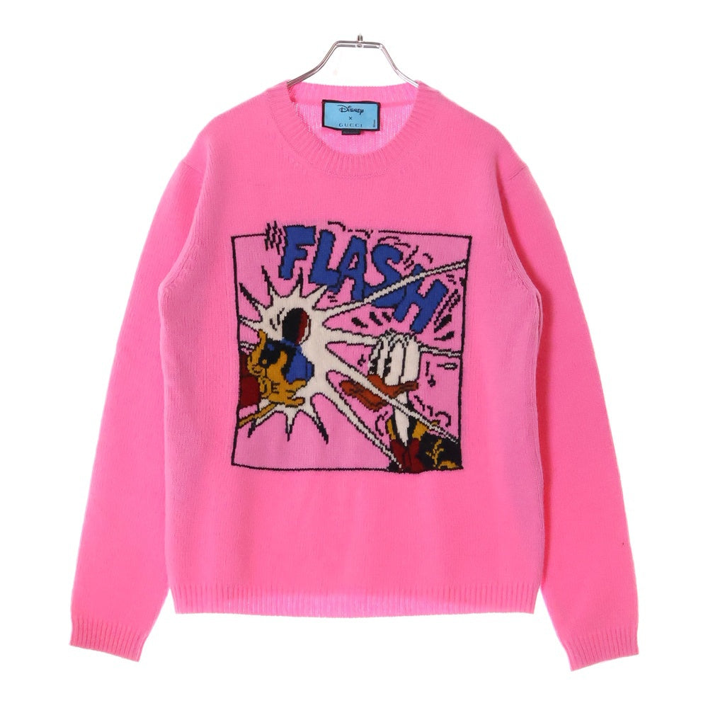 GUCCI(グッチ) ×Disney DONALD ディズニー ドナルド クルーネック ニット レディース ピンク A10838 0AFAA