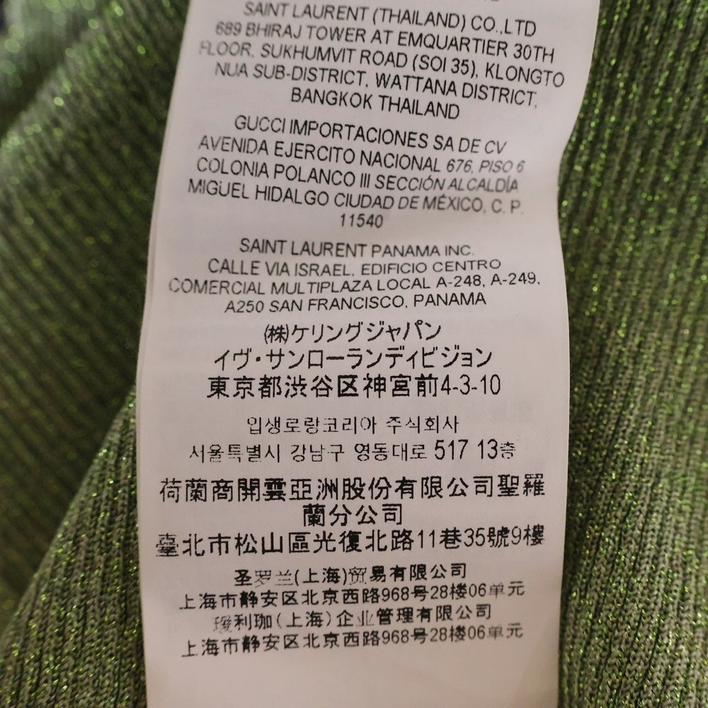 SAINT LAURENT PARIS(サンローランパリ) ラメ入り タイトフィット 長袖カットソー グリーン 670073 Y75GK