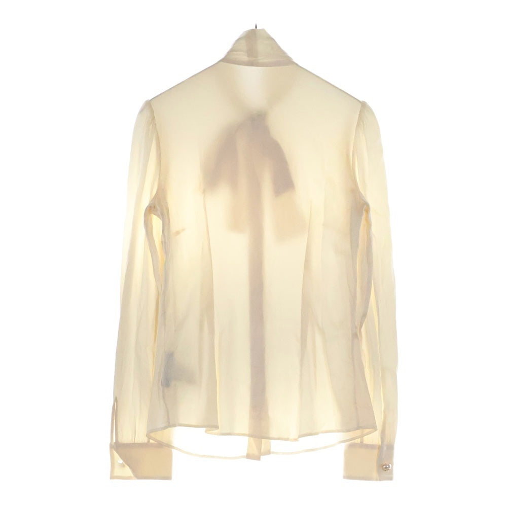 DOLCE & GABBANA(ドルチェアンドガッバーナ) DGロゴボタン リボン付 レディース シルク 長袖シャツ ホワイト FH F5P09T FURAG C