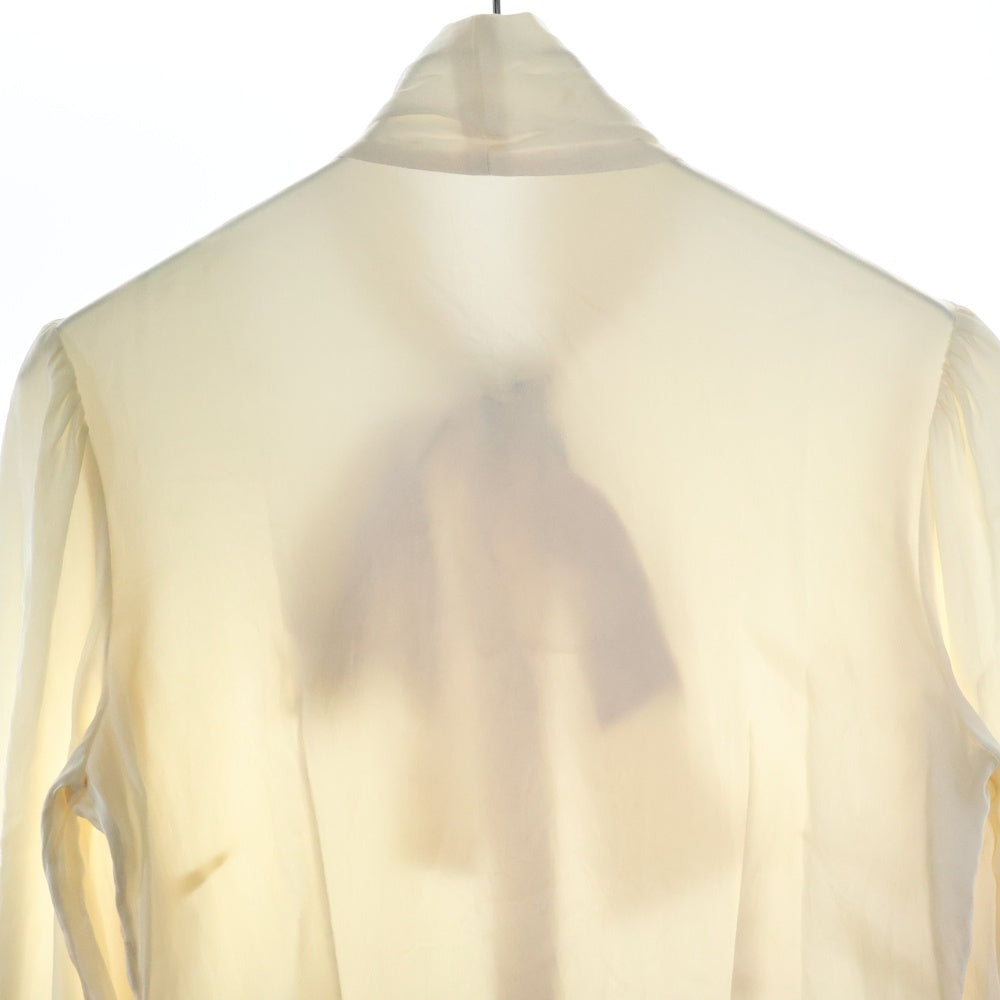 DOLCE & GABBANA(ドルチェアンドガッバーナ) DGロゴボタン リボン付 レディース シルク 長袖シャツ ホワイト FH F5P09T FURAG C