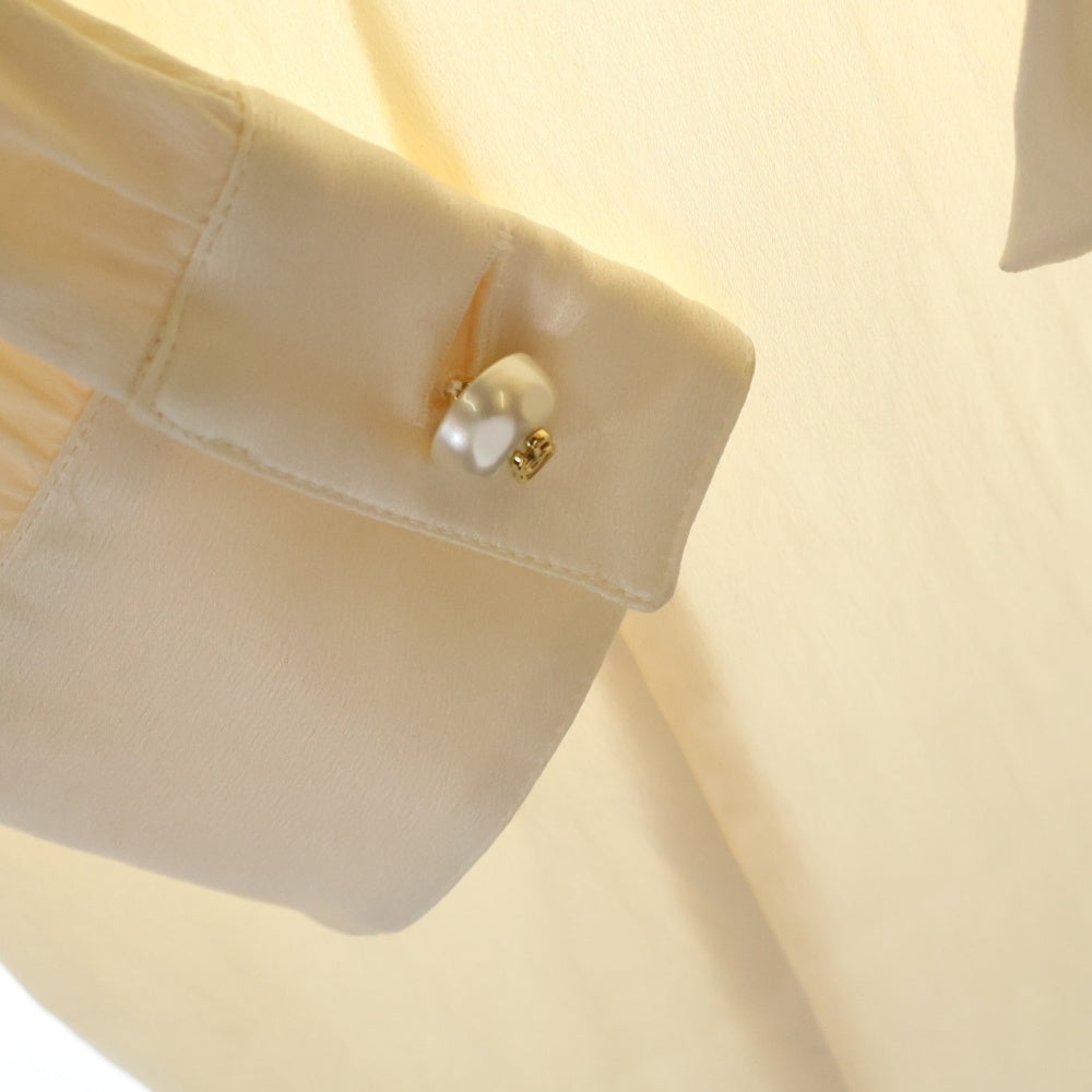 DOLCE & GABBANA(ドルチェアンドガッバーナ) DGロゴボタン リボン付 レディース シルク 長袖シャツ ホワイト FH F5P09T FURAG C