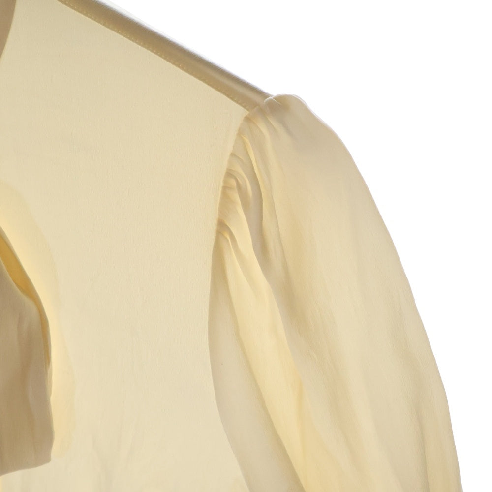 DOLCE & GABBANA(ドルチェアンドガッバーナ) DGロゴボタン リボン付 レディース シルク 長袖シャツ ホワイト FH F5P09T FURAG C