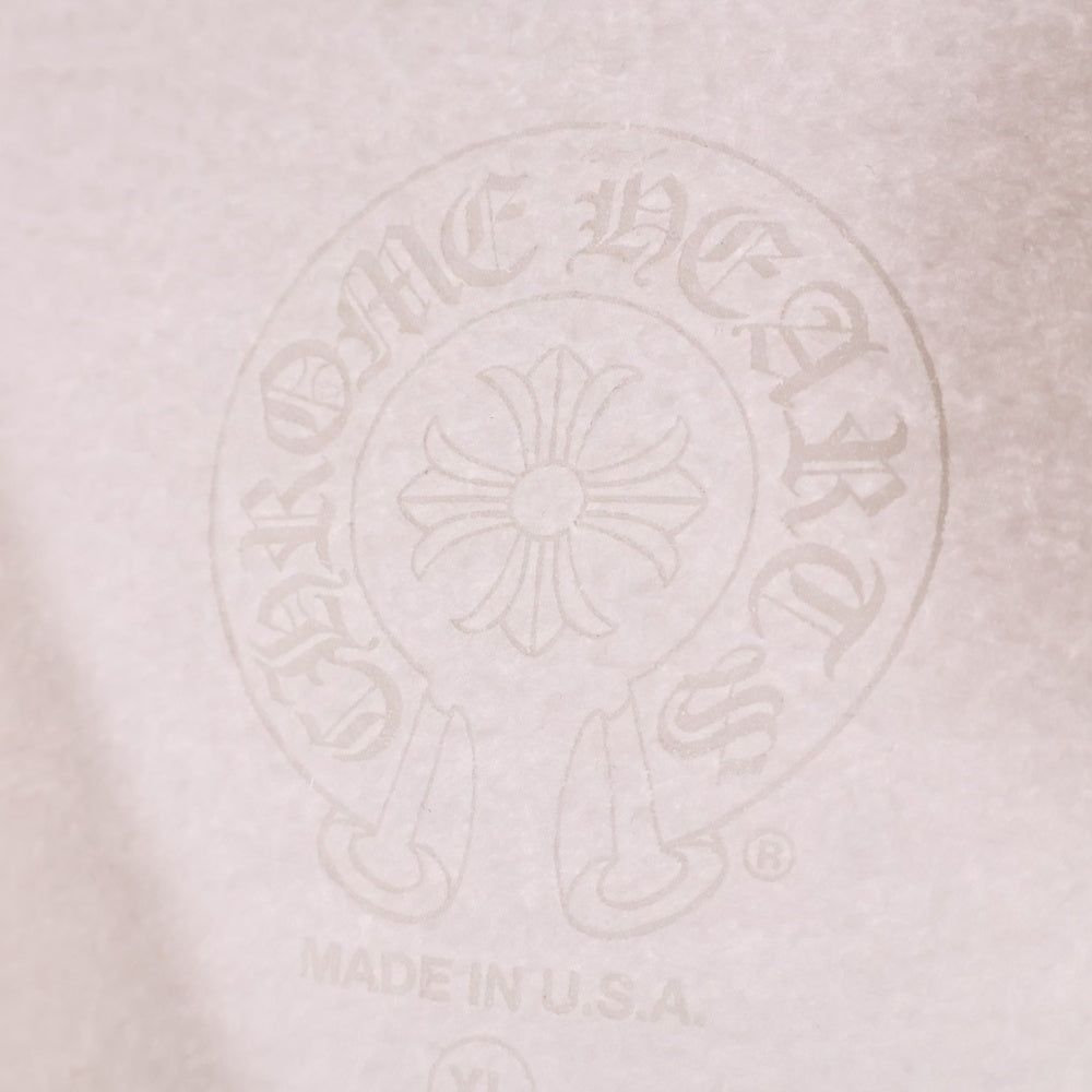 CHROME HEARTS(クロムハーツ) LOVE YOU NECK LOGO ラブユー ネックロゴ 袖フローラルプリント クルーネックスウェット ホワイト
