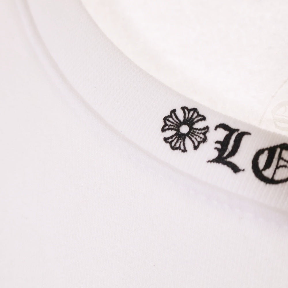 CHROME HEARTS(クロムハーツ) LOVE YOU NECK LOGO ラブユー ネックロゴ 袖フローラルプリント クルーネックスウェット ホワイト