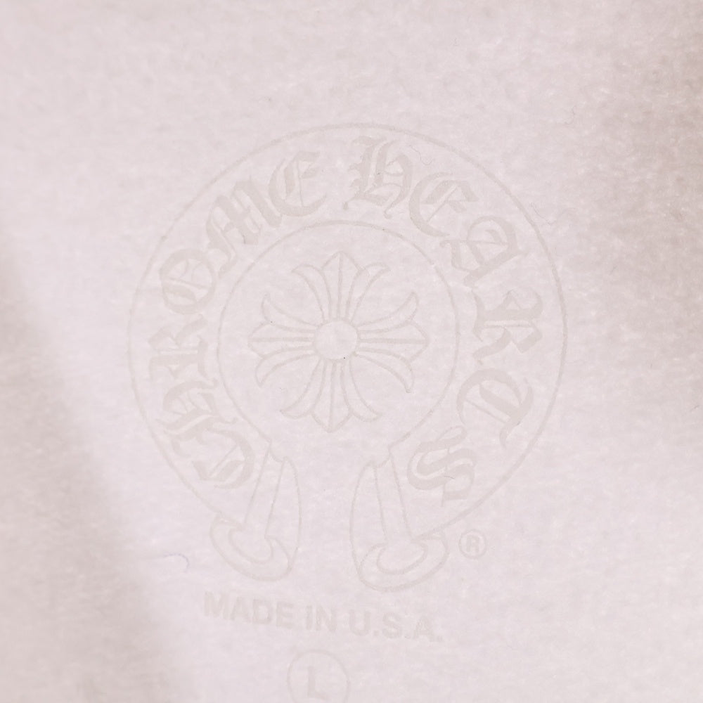 CHROME HEARTS(クロムハーツ) LOVE YOU NECK LOGO ラブユー ネックロゴ 袖フローラルプリント クルーネックスウェット ホワイト