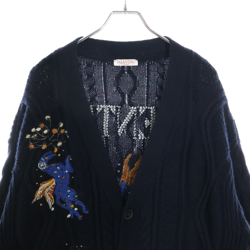 VALENTINO(ヴァレンティノ) バック刺繍 ローゲージカーディガン ネイビー XV3KA01P853