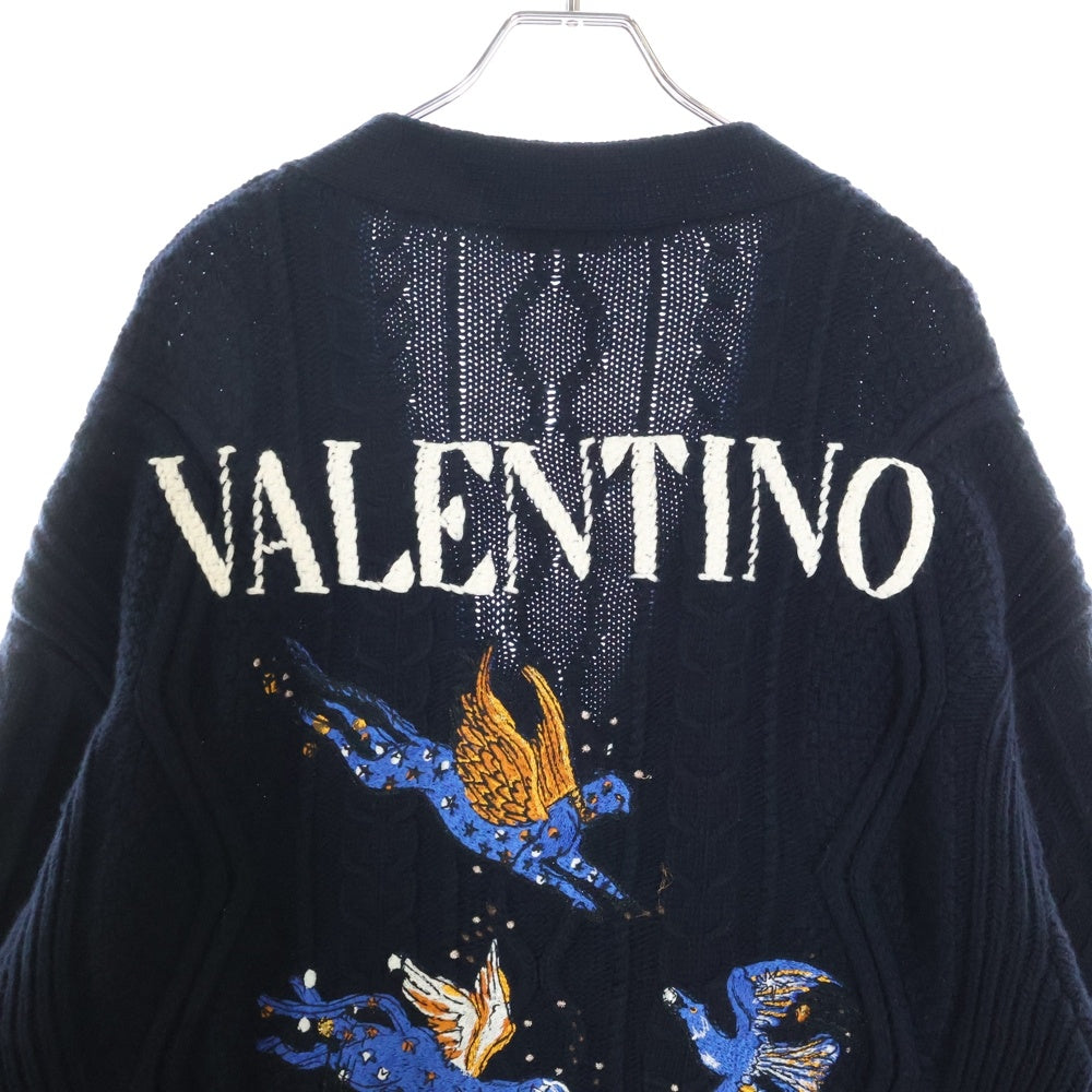VALENTINO(ヴァレンティノ) バック刺繍 ローゲージカーディガン ネイビー XV3KA01P853