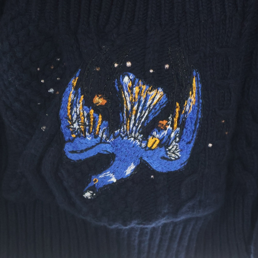 VALENTINO(ヴァレンティノ) バック刺繍 ローゲージカーディガン ネイビー XV3KA01P853