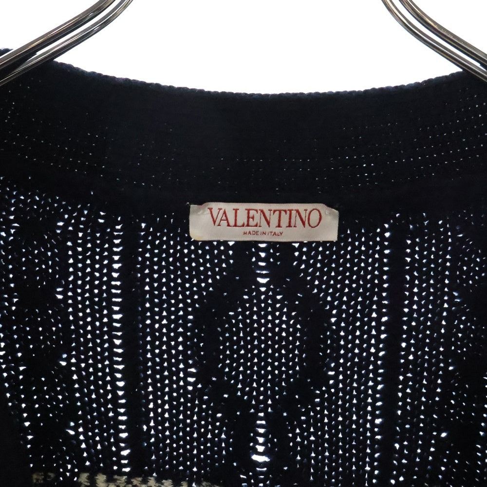 VALENTINO(ヴァレンティノ) バック刺繍 ローゲージカーディガン ネイビー XV3KA01P853