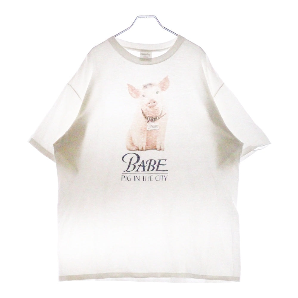 VINTAGE(ヴィンテージ) 90s BABE PIG ベイブピッグ プリント クルーネック 半袖Tシャツ ホワイト