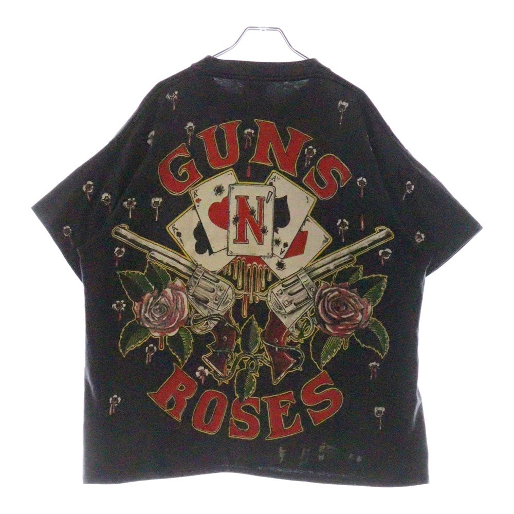 VINTAGE(ヴィンテージ) 90s Gun N' Roses ガンズ 総柄プリント クルーネック 半袖Tシャツ ブラック