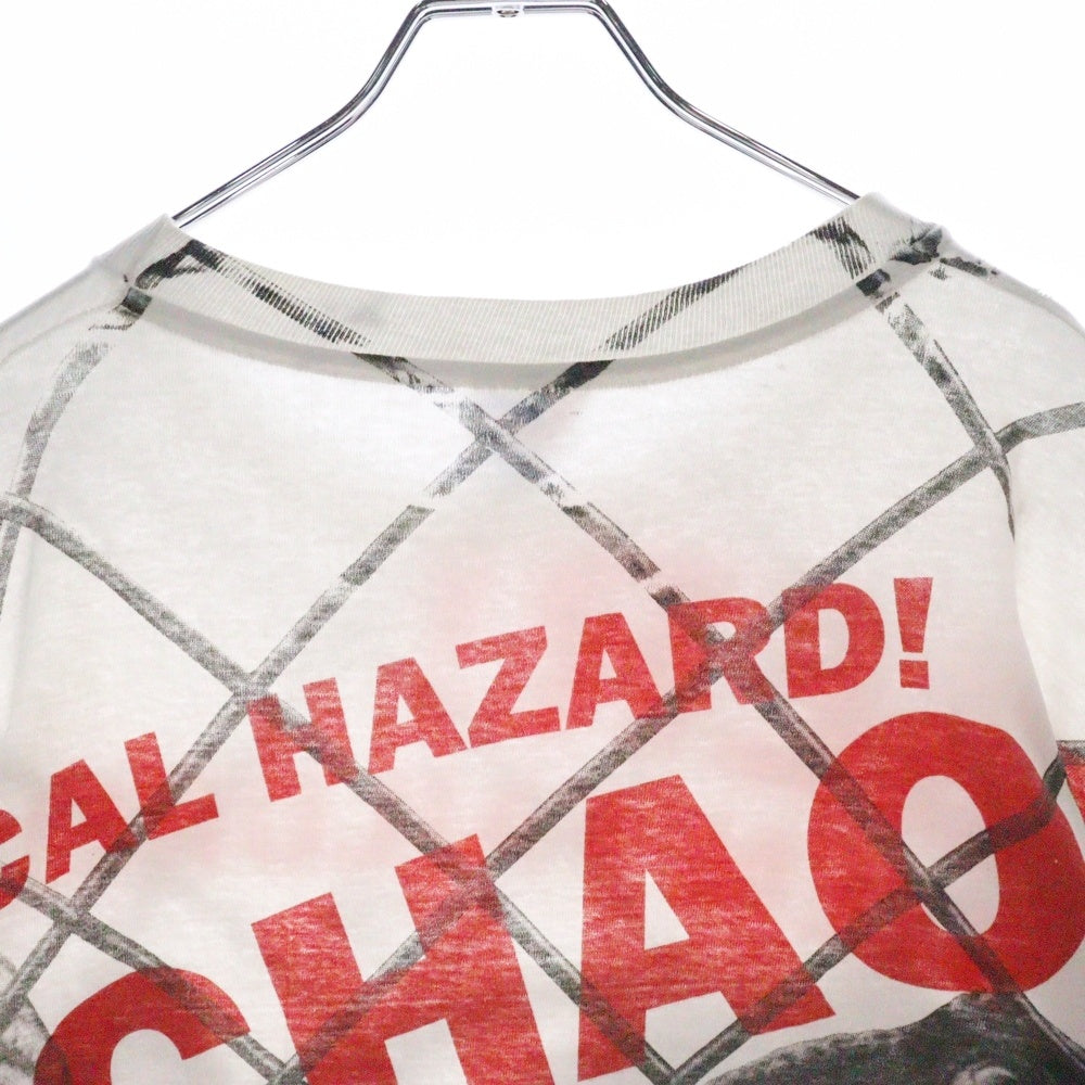 VINTAGE(ヴィンテージ) 90s Jurassic Park Danger ジュラシックパーク 総柄プリント クルーネック 半袖Tシャツ ホワイト