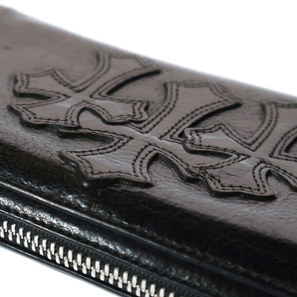 CHROME HEARTS(クロムハーツ) REC F ZIP 3クロス ラウンドジップレザーウォレット 財布 ブラック BCA368