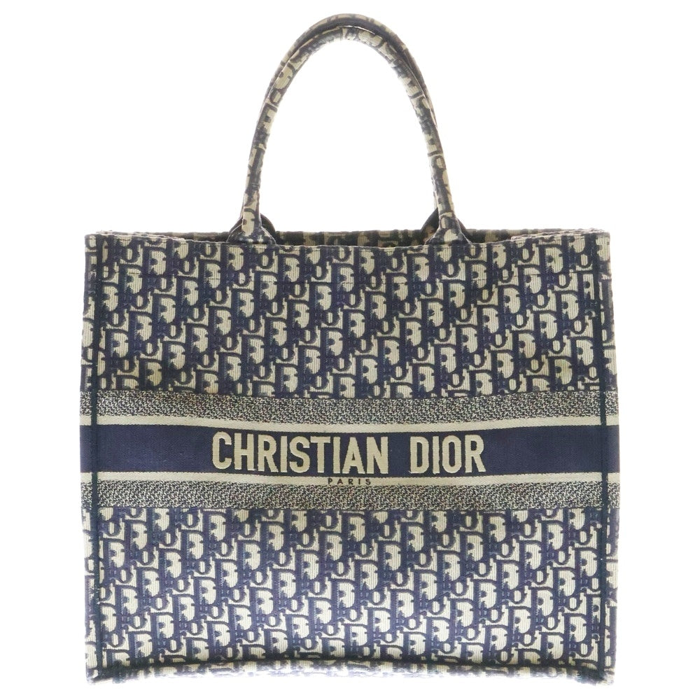 Christian Dior(クリスチャンディオール) BOOK TOTE LARGE オブリーク柄 ブックトートバッグ ラージ ネイビー レディース