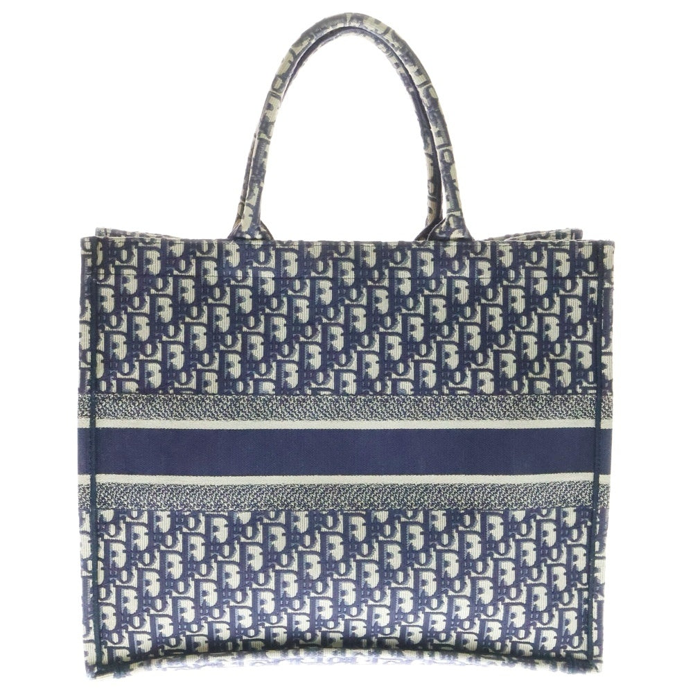 Christian Dior(クリスチャンディオール) BOOK TOTE LARGE オブリーク柄 ブックトートバッグ ラージ ネイビー レディース