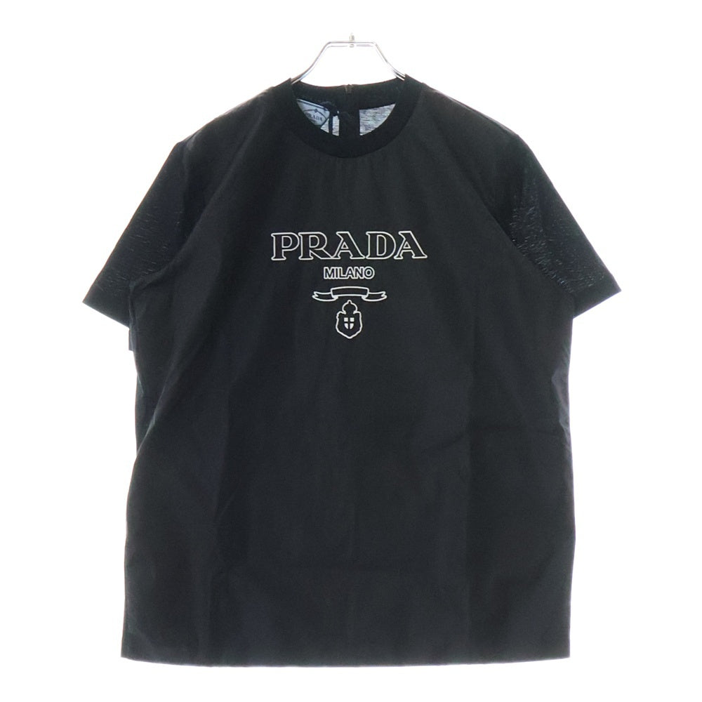 PRADA(プラダ) 異素材切り替え ナイロン半袖Tシャツ ブラック 35838R S162 10GO