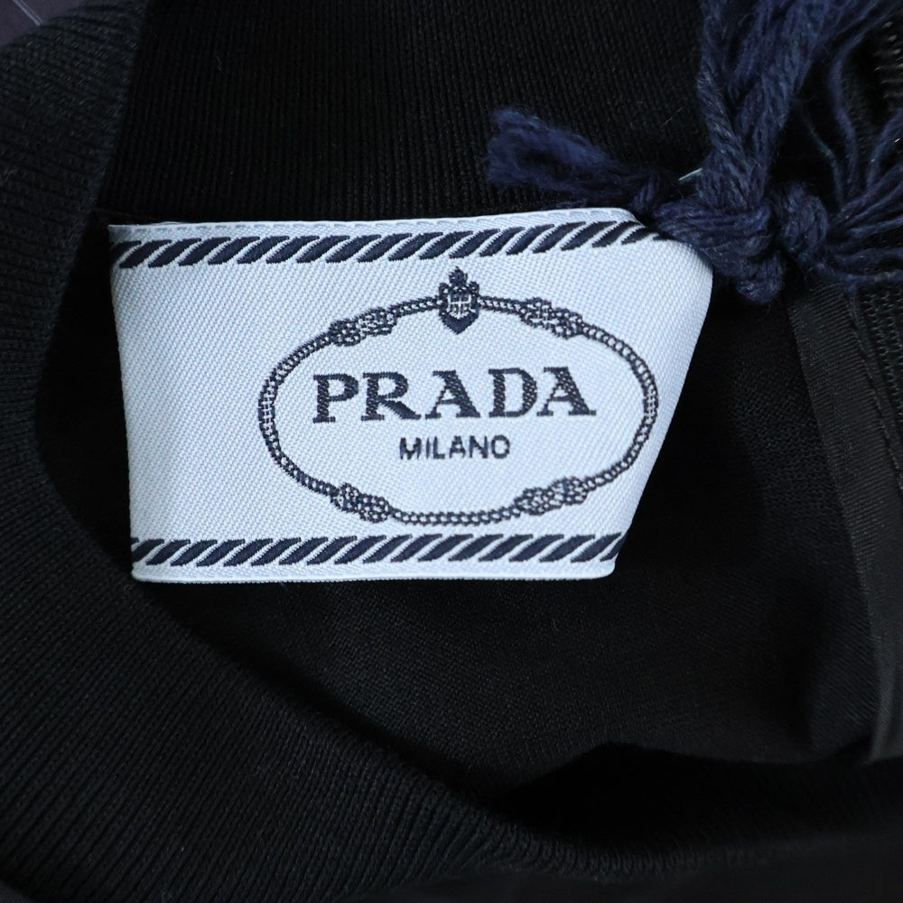 PRADA(プラダ) 異素材切り替え ナイロン半袖Tシャツ ブラック 35838R S162 10GO