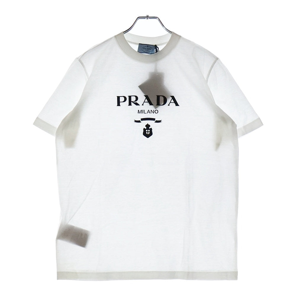 PRADA(プラダ) ナイロンロゴパッチ 半袖Tシャツ クルーネックカットソー ホワイト 35838R S162 10GN