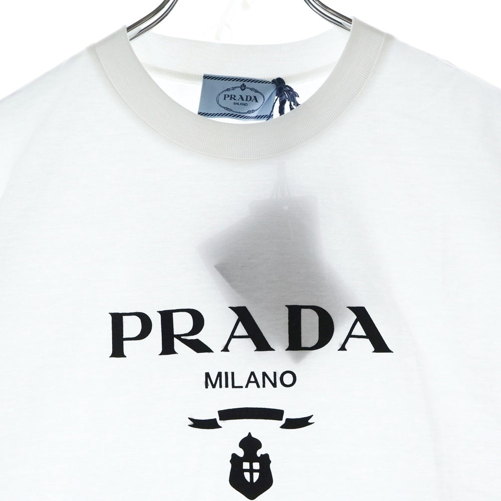 PRADA(プラダ) ナイロンロゴパッチ 半袖Tシャツ クルーネックカットソー ホワイト 35838R S162 10GN