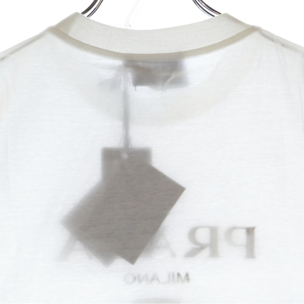 PRADA(プラダ) ナイロンロゴパッチ 半袖Tシャツ クルーネックカットソー ホワイト 35838R S162 10GN