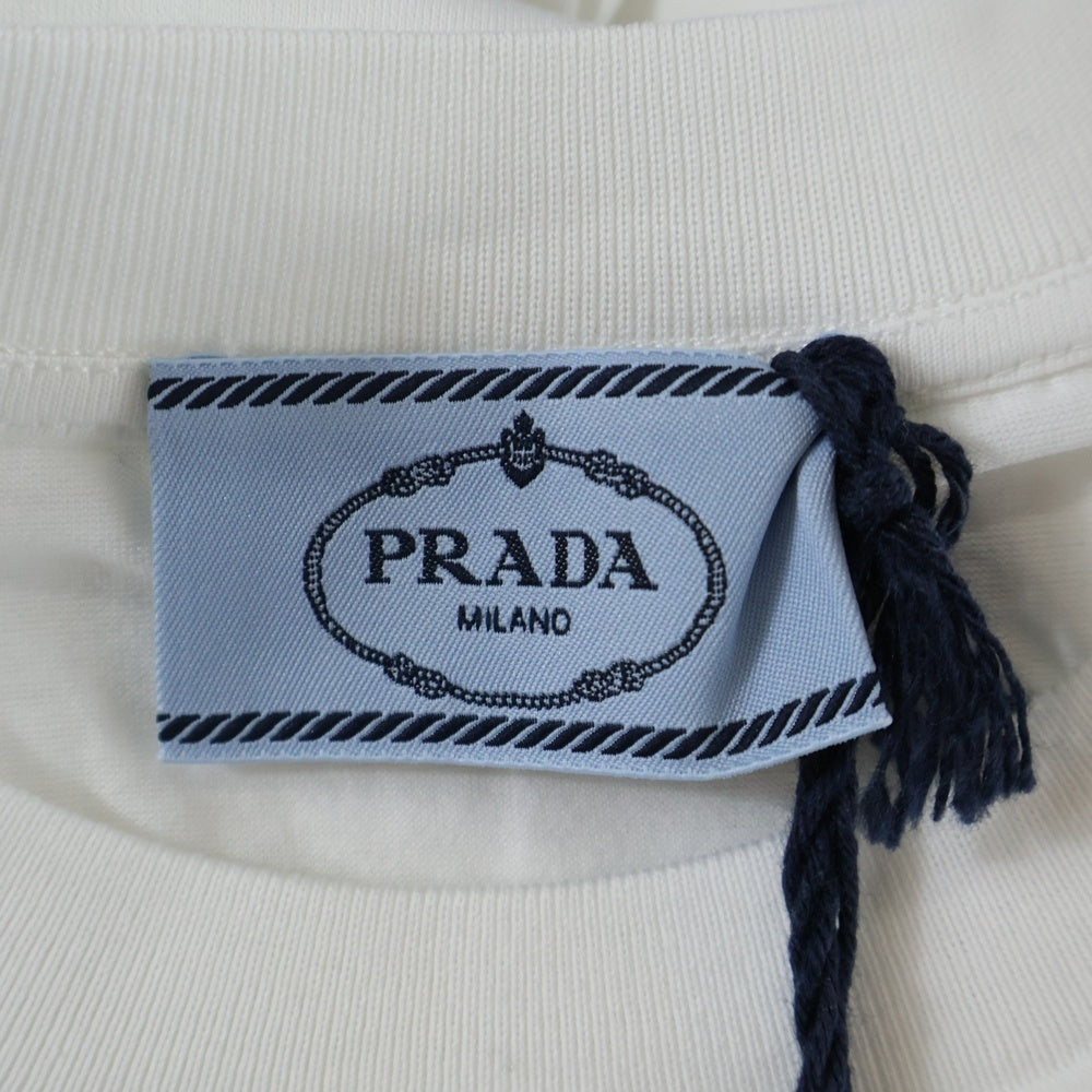 PRADA(プラダ) ナイロンロゴパッチ 半袖Tシャツ クルーネックカットソー ホワイト 35838R S162 10GN