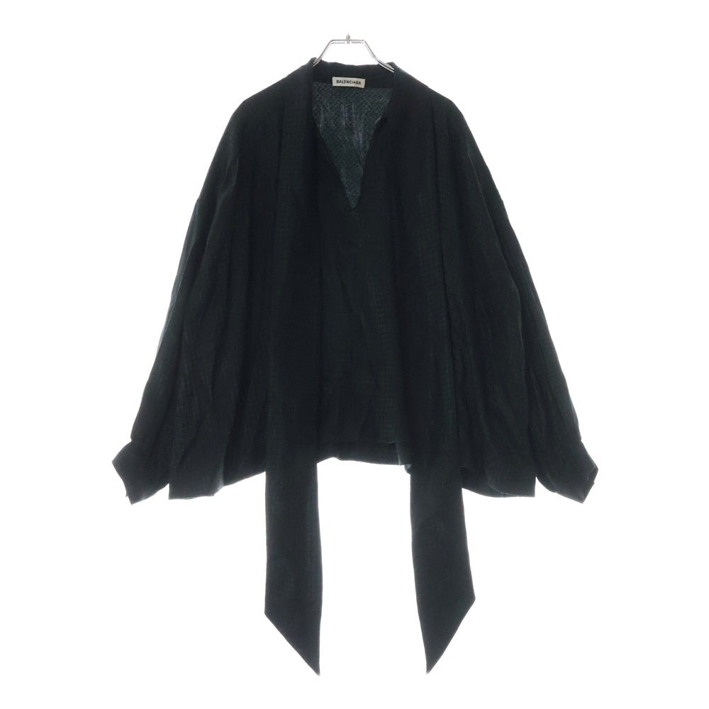 BALENCIAGA(バレンシアガ) 総柄 シルクリボン ブラウス 長袖シャツ レディース ブラック 595072 TI028