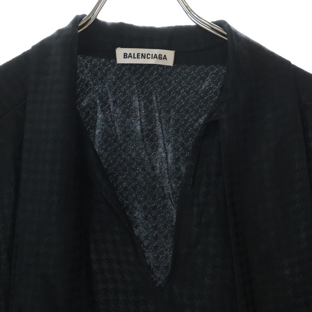 BALENCIAGA(バレンシアガ) 総柄 シルクリボン ブラウス 長袖シャツ レディース ブラック 595072 TI028