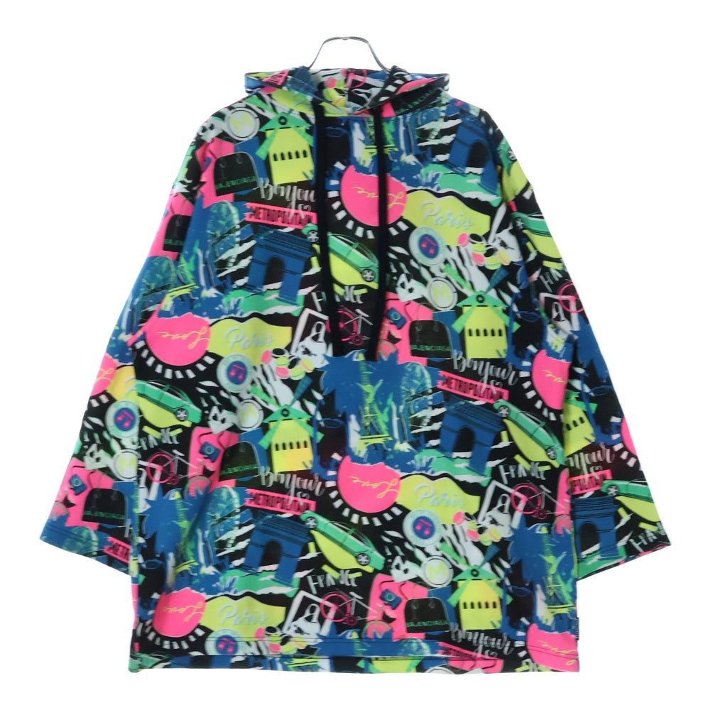 BALENCIAGA(バレンシアガ) 21AW パリ シティ オーバーサイズ フーディー 総柄 プルオーバーパーカー マルチ FT71 594606 THV65 1045