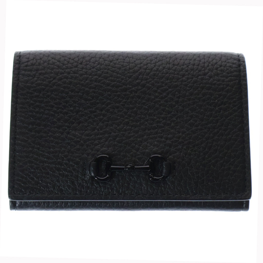 GUCCI(グッチ) ホースビット レザー二つ折り コインケース 名刺入れ ブラック 745983