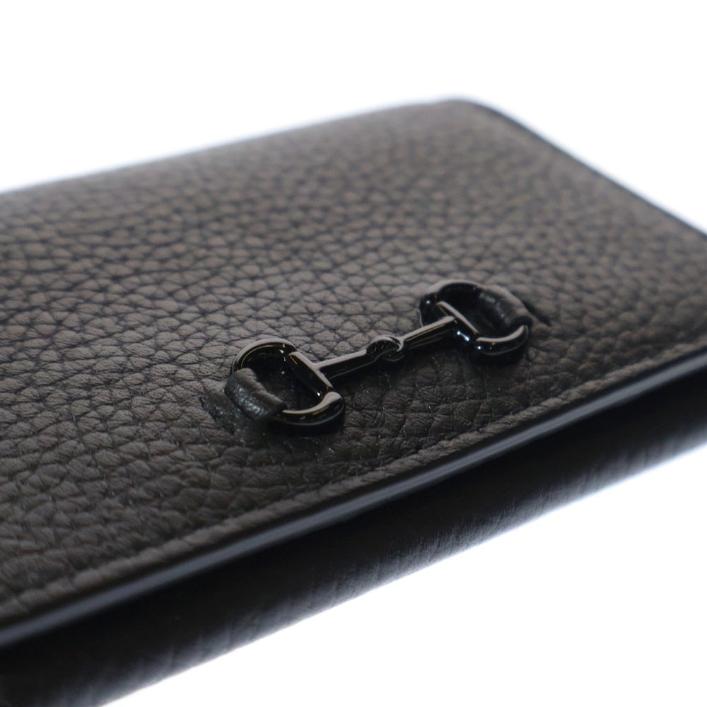 GUCCI(グッチ) ホースビット レザー二つ折り コインケース 名刺入れ ブラック 745983