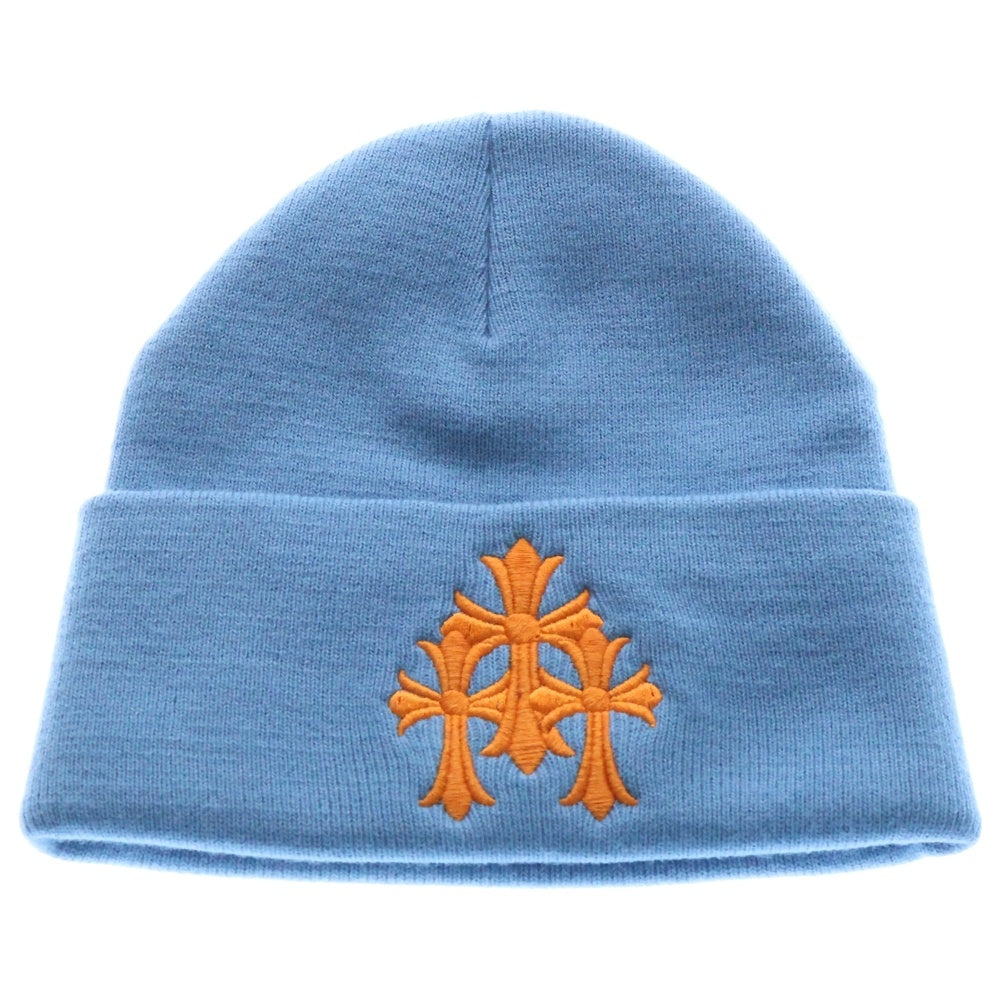 CHROME HEARTS(クロムハーツ) WATCH CAP 3 CH CRS NEON セメタリークロス刺繍 ビーニーキャップ帽子 ニットキャップ ブルー
