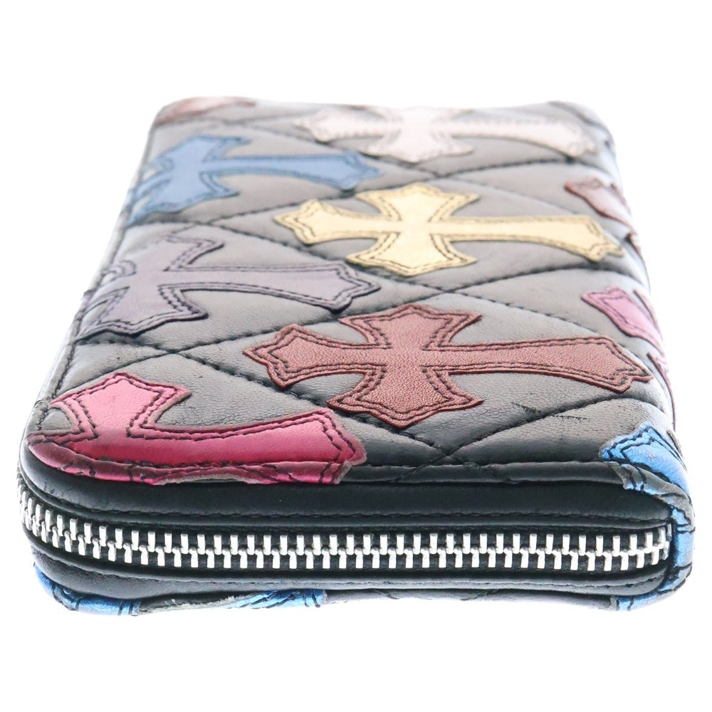 CHROME HEARTS(クロムハーツ) REC F ZIP QUILTED マルチパッチ セメタリー クロスキルティング レザーウォレット 財布 ブラック