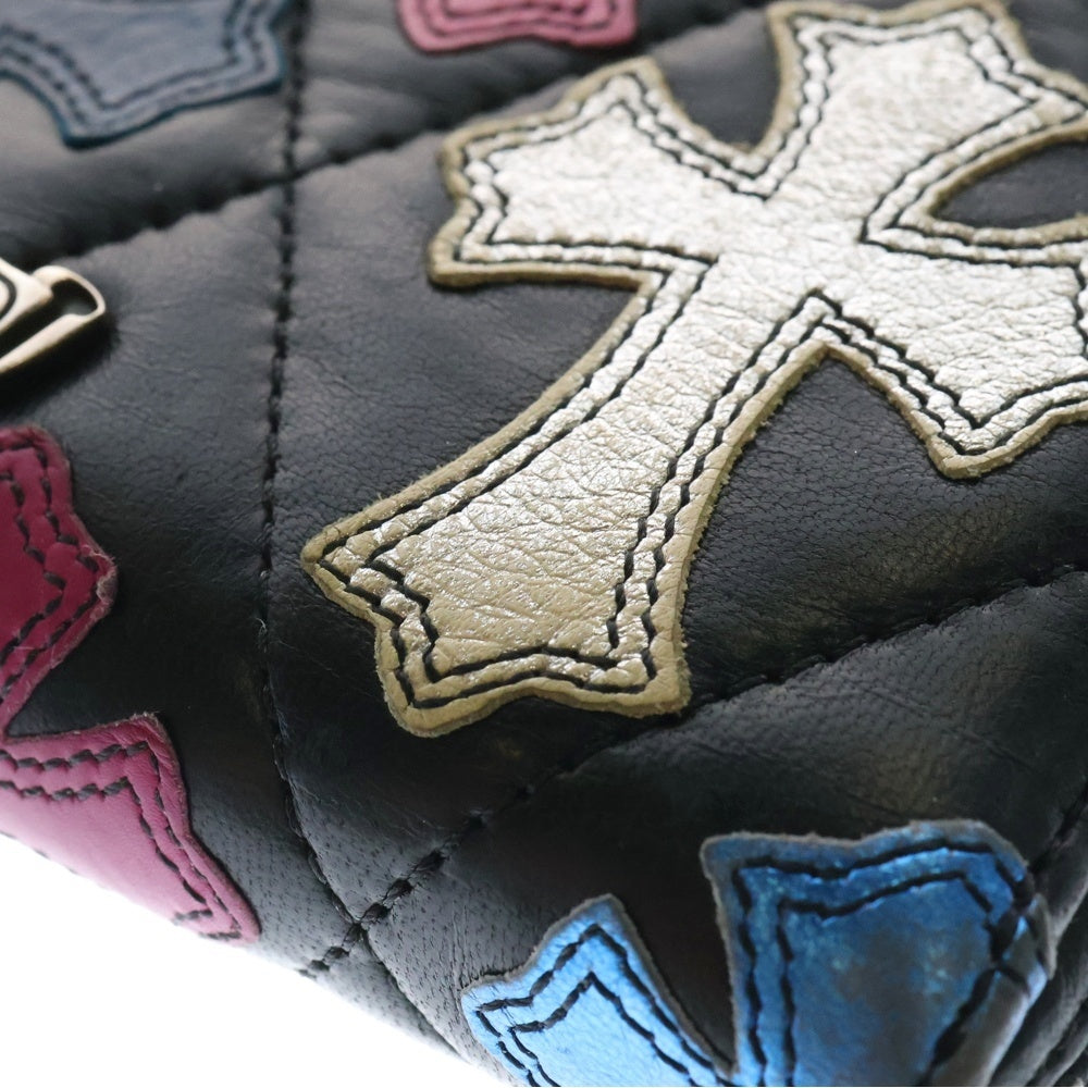 CHROME HEARTS(クロムハーツ) REC F ZIP QUILTED マルチパッチ セメタリー クロスキルティング レザーウォレット 財布 ブラック