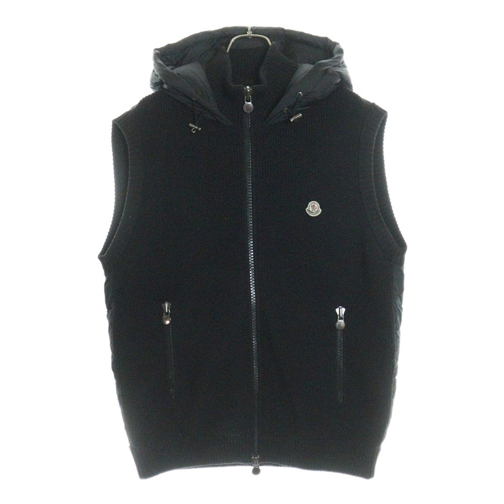 MONCLER(モンクレール) 16AW MAGLIONE TRICOT GILET ニット切り替え フード付き ダウンベスト ブラック B20919413400