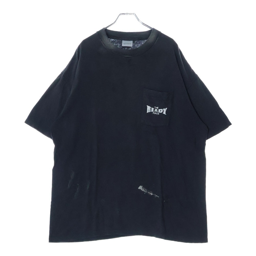 READY MADE(レディメイド) 24SS ヴィンテージ加工 ポケット付き半袖Tシャツ クルーネックカットソー ブラック RE-CO-BK-00-00-278