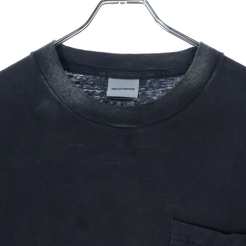 READY MADE(レディメイド) 24SS ヴィンテージ加工 ポケット付き半袖Tシャツ クルーネックカットソー ブラック RE-CO-BK-00-00-278