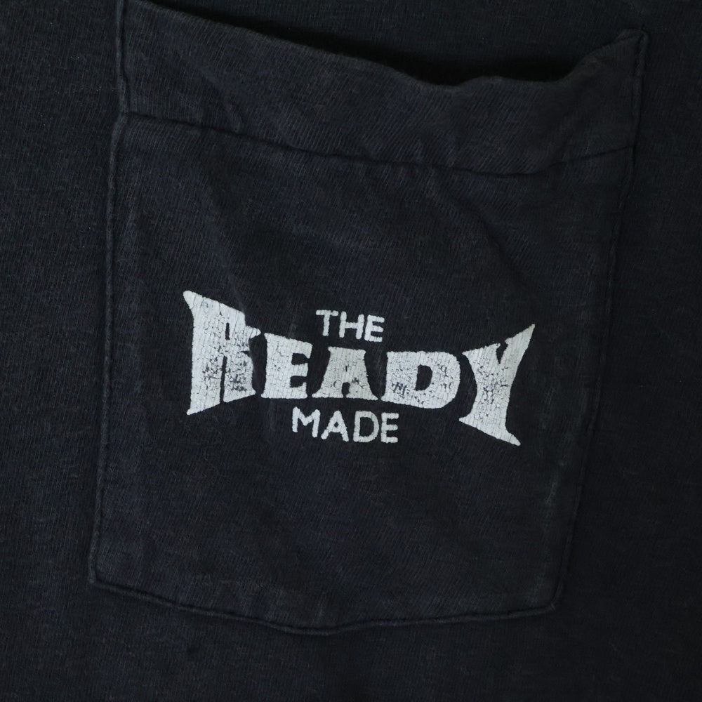 READY MADE(レディメイド) 24SS ヴィンテージ加工 ポケット付き半袖Tシャツ クルーネックカットソー ブラック RE-CO-BK-00-00-278