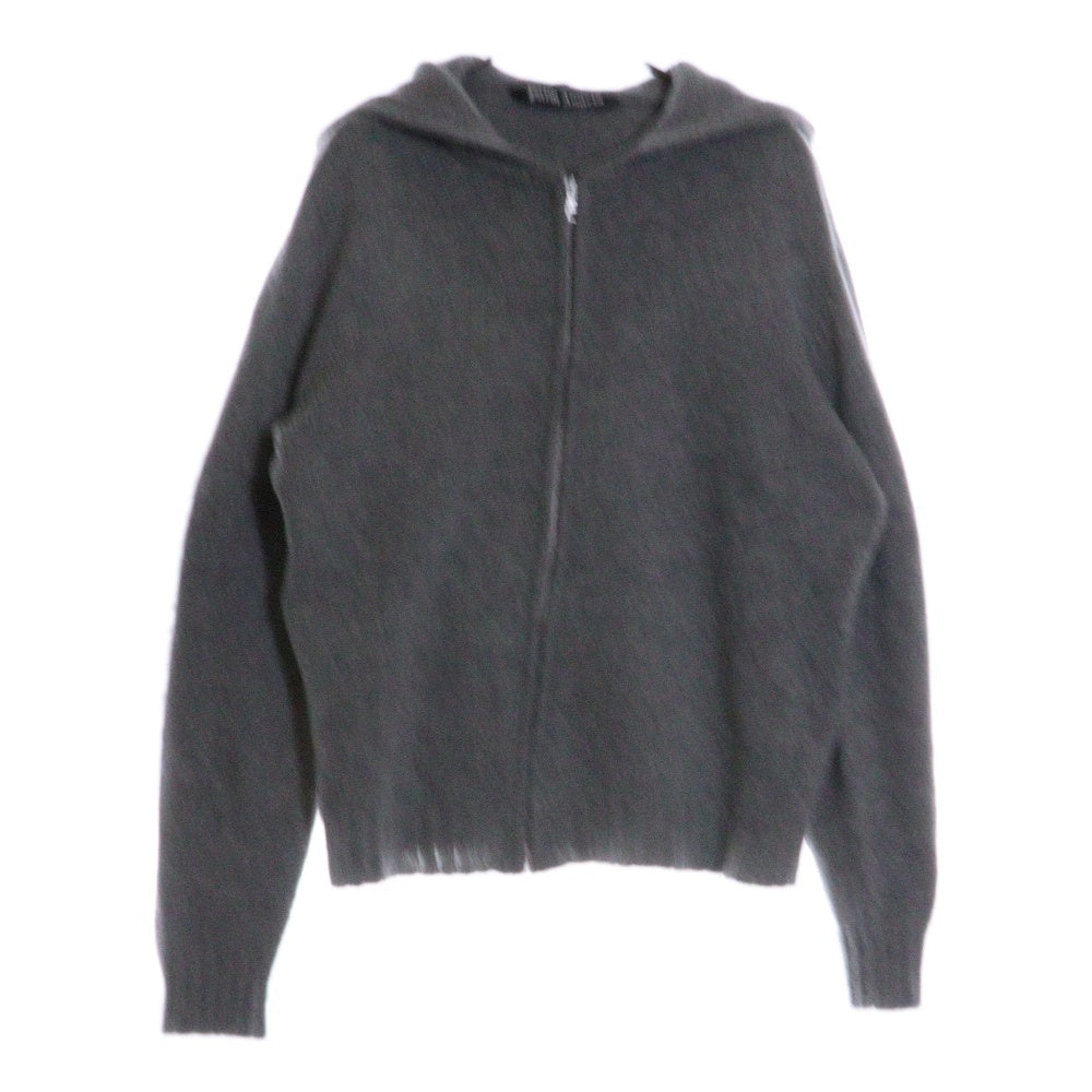 Palm Angels(パームエンジェルス) CURVED LOGO ZIPPED KNIT HOODY バックロゴ ジップアップ ウール パーカー グレー PMHA045F21KNI001