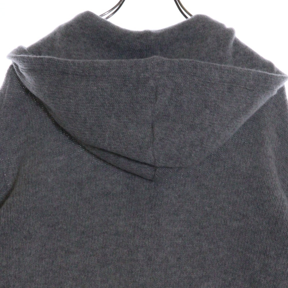 Palm Angels(パームエンジェルス) CURVED LOGO ZIPPED KNIT HOODY バックロゴ ジップアップ ウール パーカー グレー PMHA045F21KNI001
